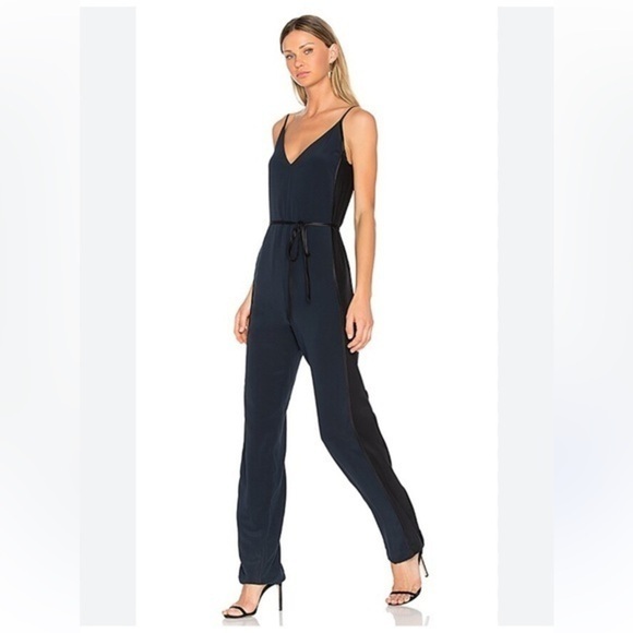 Rag & Bone Navy Rosa Silky Jumpsuit NWT Navy/Black Spaghetti Strap size 00 - Picture 1 of 12